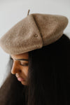  Gigi Pip caps for women - Lola Beret - 100% Australian wool classic beret featuring two metal detail embellishments on the soft fold and an adjustable inner lining [camel]