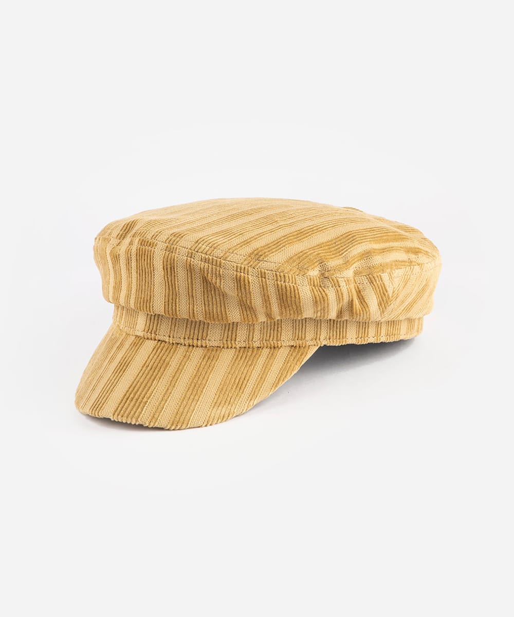 Yellow striped cap on a white background #color_mustard