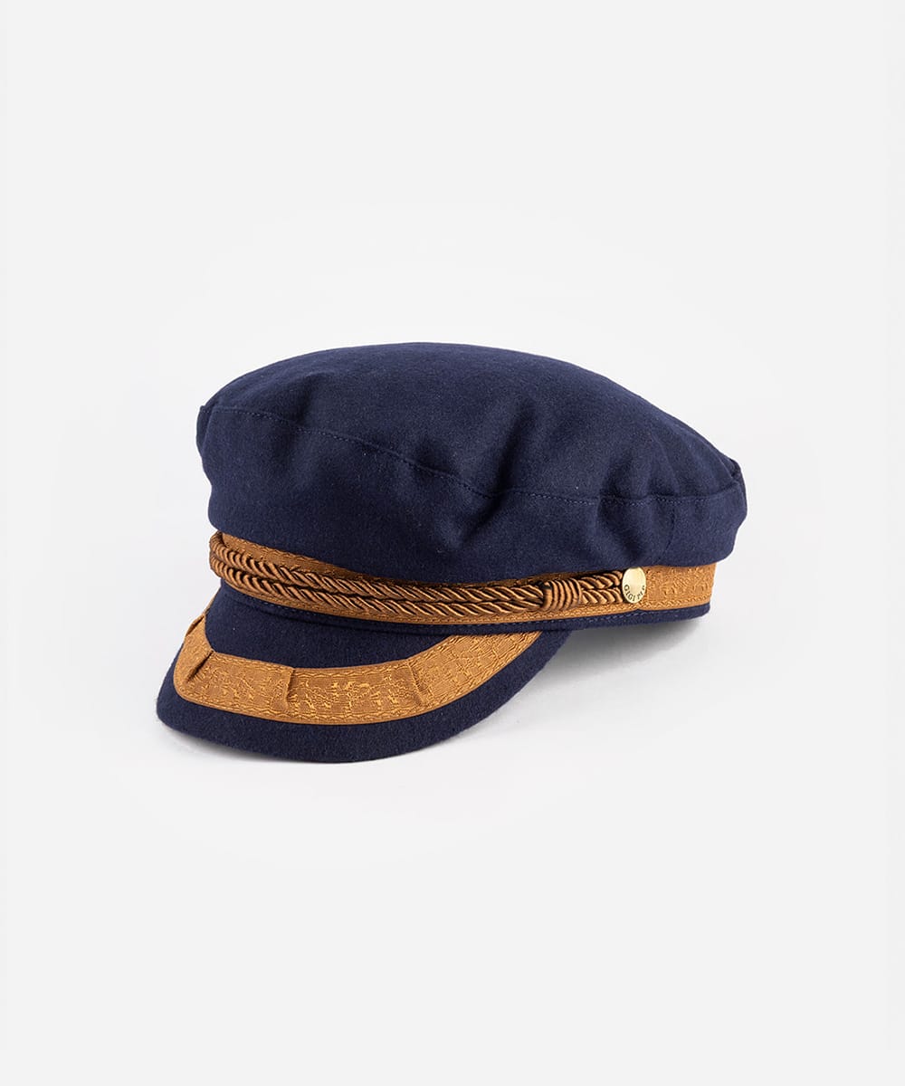 Navy blue cap with a gold band on a light gray background #color_navy