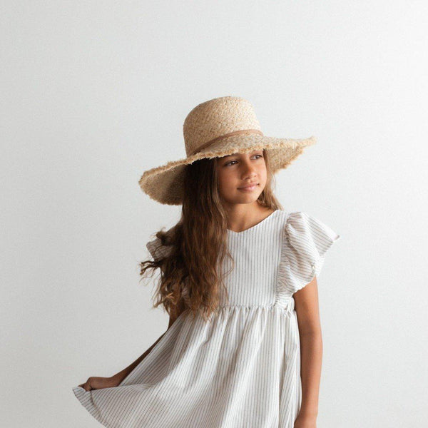 Gigi Pip straw hats for kids - Addie Kids Straw Floppy Hat - floppy Raffia straw with a polyester liner + 100% cotton inner sweatband [natural]