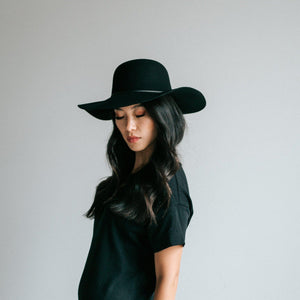 GIGI PIP Hats for Women- Annabella Floppy Hat - Black-Felt Hats
