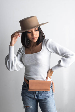 GIGI PIP Hats for Women- Genuine Leather Belt Bag - Blush-Bag