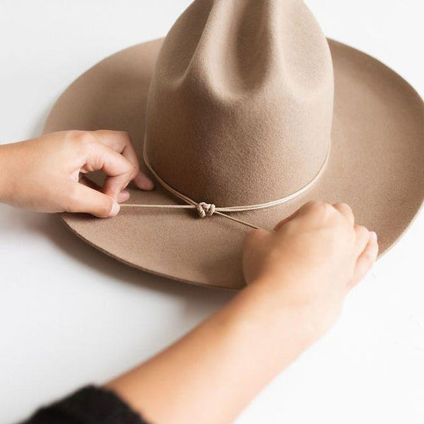 Steel Bead & Leather Cowboy Hat Band Tan