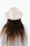 Gigi Pip hat bands + trims for women's hats - Leather Band with Tassels - 100% genuine leather band featuring a tie back with tassels trimmed with metal GP engraved caps [white]