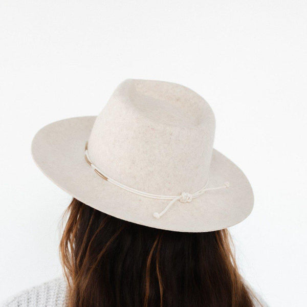 Gigi Pip hat bands + trims for women's hats - Rope Band with Beads - double layered rope hat band with metal accents detailing the ropes with a tie knot in the back [cream]