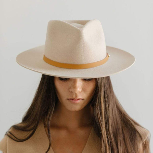 Gigi Pip hat bands + trims for women's hats - Thin Leather Band - 100% genuine leather thin hat band featuring a metal pin enclosure [camel]