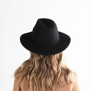 GIGI PIP Hats for Women- Leo Wavy Fedora - Black-Felt Hats [black]