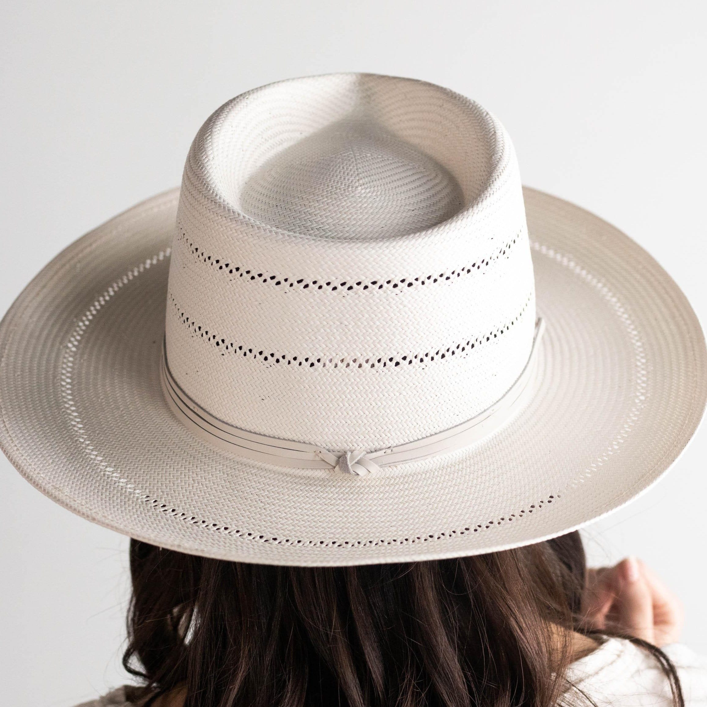 Arlo Cream Band - Straw Teardrop Fedora BLEMISHED display picture 2