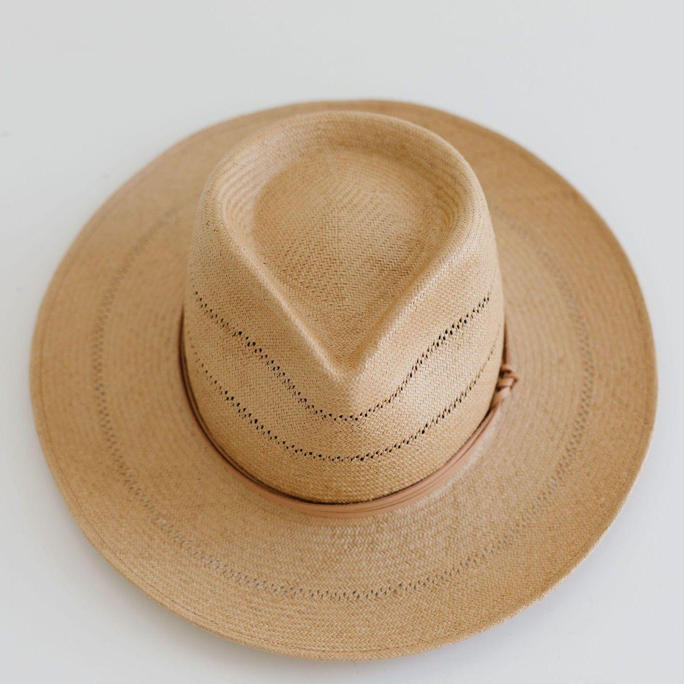 Arlo Straw Teardrop Fedora - Honey BLEMISHED display picture 1