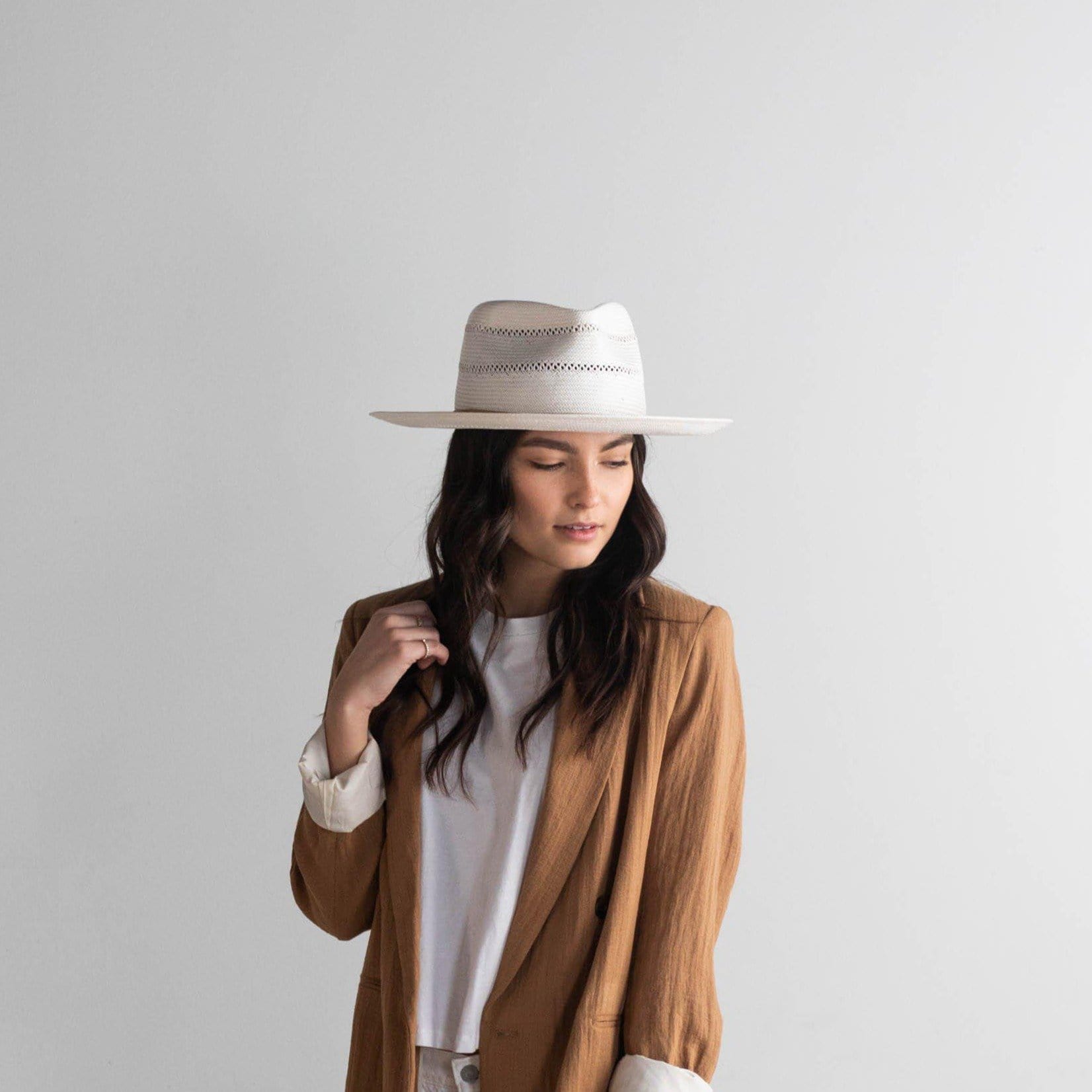 NEW GIGI PIP women\'s arlo straw teardrop fedora blemished hat in cream band NEW Gigi Pip Straw Teardrop Fedora - www.desnorhaar.be main image 2