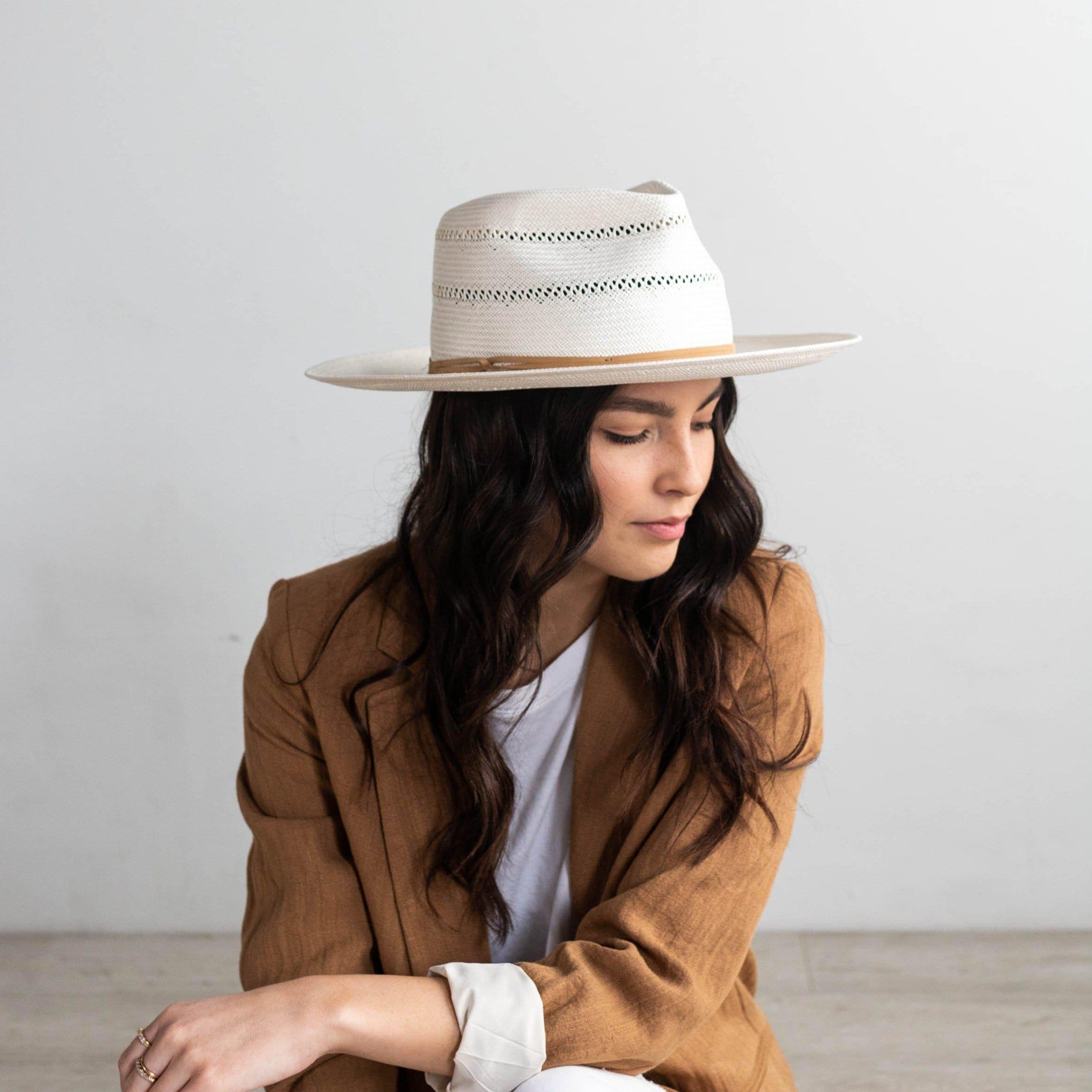 GIGI PIP Tan Straw Hat with Brown Band Ezra Western Hat - Tan BLEMISHED main image 4
