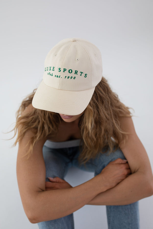 Gigi Pip ball caps for women - Cara Loren Ball Cap - classic ball cap with a curved brim, embroidered lettering,100% cotton twill, adjustable strap on the back [cream]