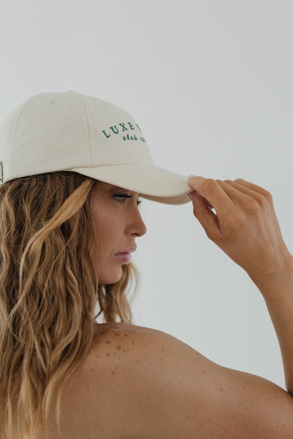 Gigi Pip ball caps for women - Cara Loren Ball Cap - classic ball cap with a curved brim, embroidered lettering,100% cotton twill, adjustable strap on the back [cream]