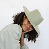 Gigi Pip felt hats for women - Dakota Triangle Crown - stiff, flat wide brim [light green]