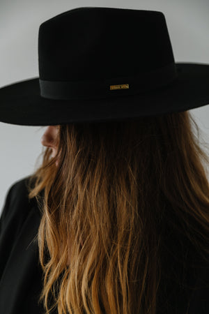 Felt Hats Raine Wide Brim Fedora - Black - BLEMISHED