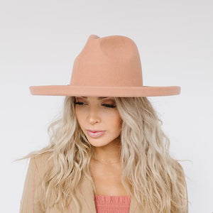 Felt Hats The Cara Loren Pencil Brim Hat - Dusty Pink BLEMISHED
