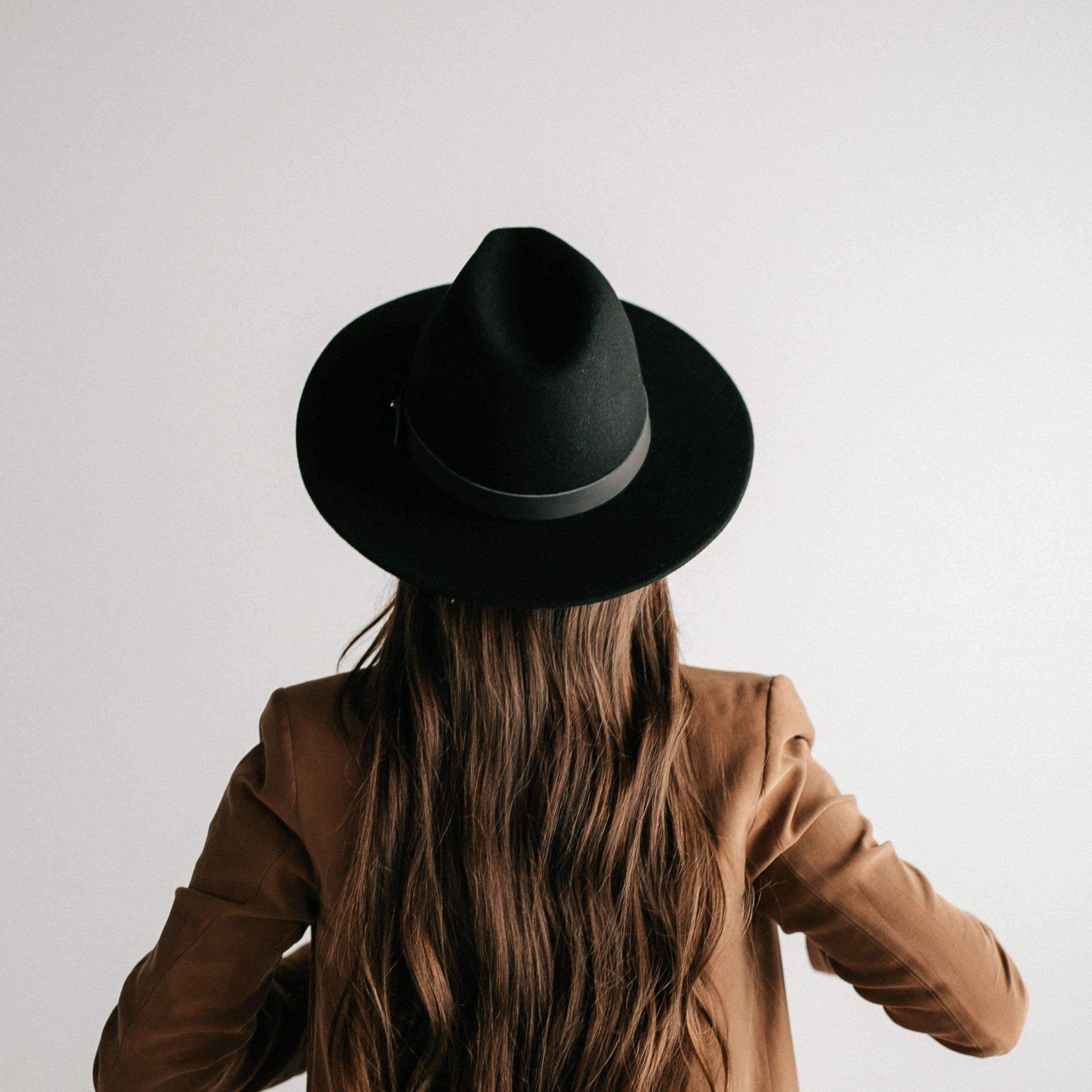 Wide Flat Brim Wes Fedora - Black