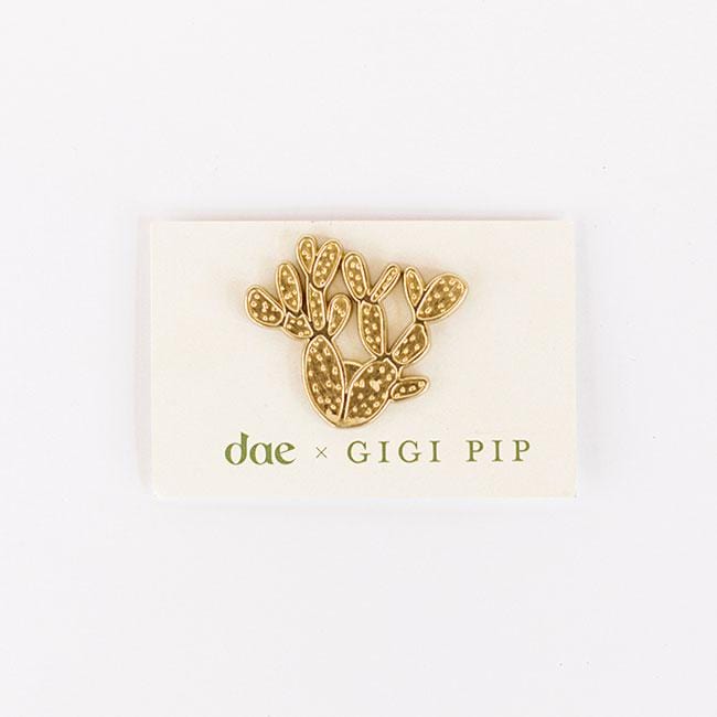 Gigi Pip hat bands + trims for women's hats - Cactus Magnetic Pin - a stainless steel gold plated hat pin in the shape of a cactus with a magnetic back [color]