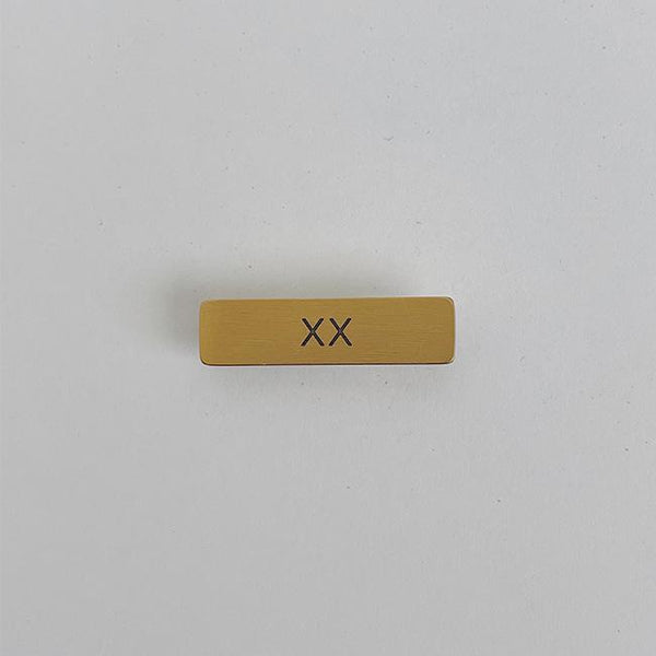 Gigi Pip hat bands + trims for women's hats - xx Hat Pin - Gigi Pip signature xx symbol engraved on a stainless steel with a brushed gold plating hat pin [gold]