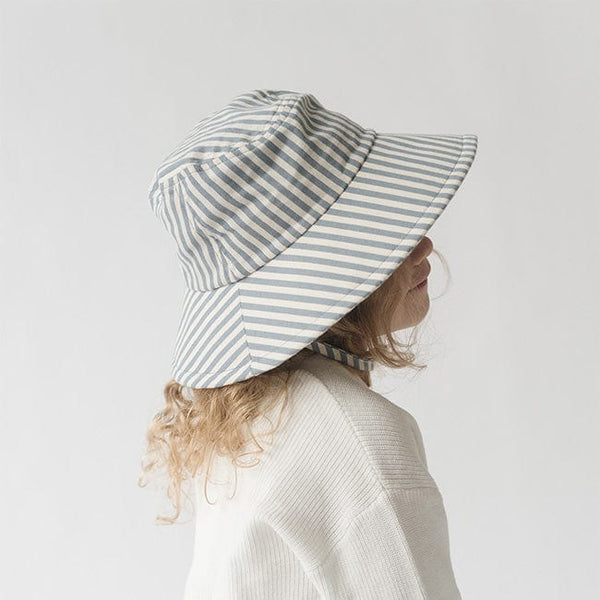 Gigi Pip bucket hats for kids - Rhode Kids Bucket Hat - 100% cotton adjustable bucket hat for kids featuring a removable chin strap [striped-blue]