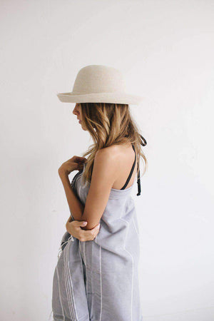 GIGI PIP Hats for Women- Mona Curled Brim Hat - Off White-Felt Hats