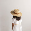 Gigi Pip straw hats for kids - Capri Medium Kids - boater crown with a medium flat brim featuring a band around the crown [natural]