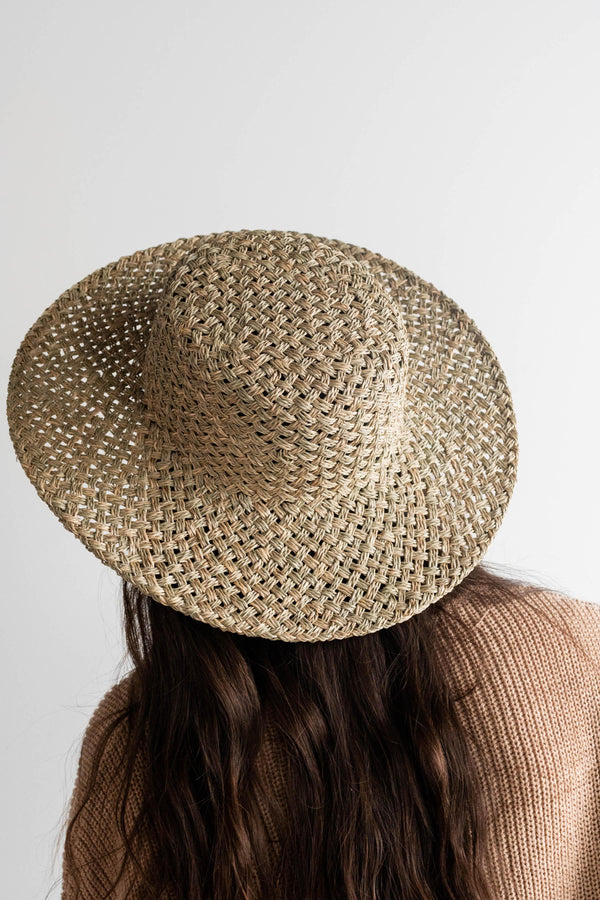 Gigi Pip straw hats for women - Seabreeze Seagrass Hat - wide brim straw boater intricately woven by hand with venting [natural]