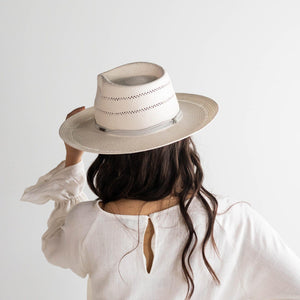 Straw Hats Arlo Grey Band - Straw Teardrop Fedora - BLEMISHED 61 XL / Grey Band