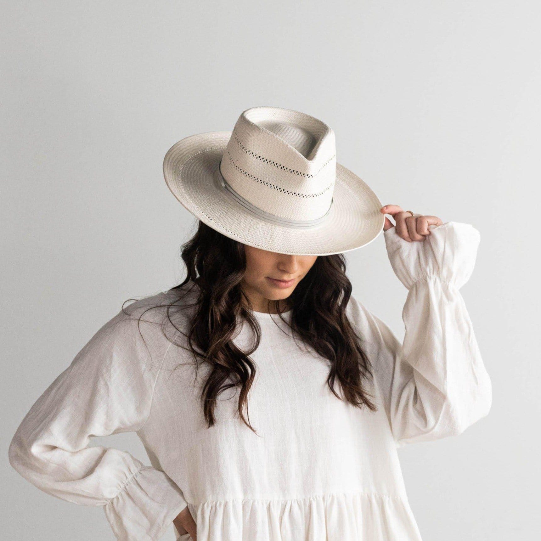 NEW GIGI PIP women\'s arlo straw teardrop fedora blemished hat in cream band NEW Gigi Pip Straw Teardrop Fedora - www.desnorhaar.be main image 3