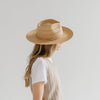 Gigi Pip straw hats for women - Arlo Straw Teardrop Fedora - teardrop crown and a stiff upturned brim, featuring handwoven venting on the crown and the brim, and a hand sewn removable leather band [honey]