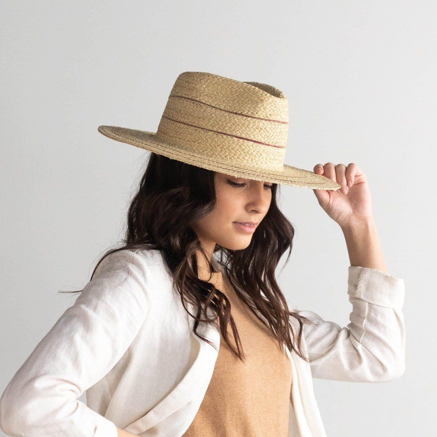 NWT Camila Fedora by Gigi Pip Straw Hat in Natural wi the Stripes Size 55 Gigi Pip River Guatemalan Palm Straw Hat – Wildflower  main image 2