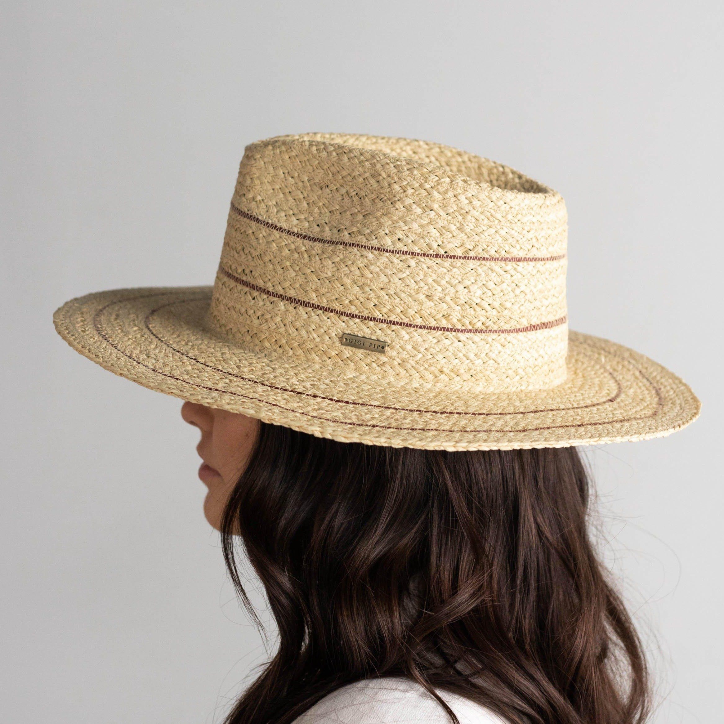 Camila Fedora - Natural with Stripes BLEMISHED display picture 1