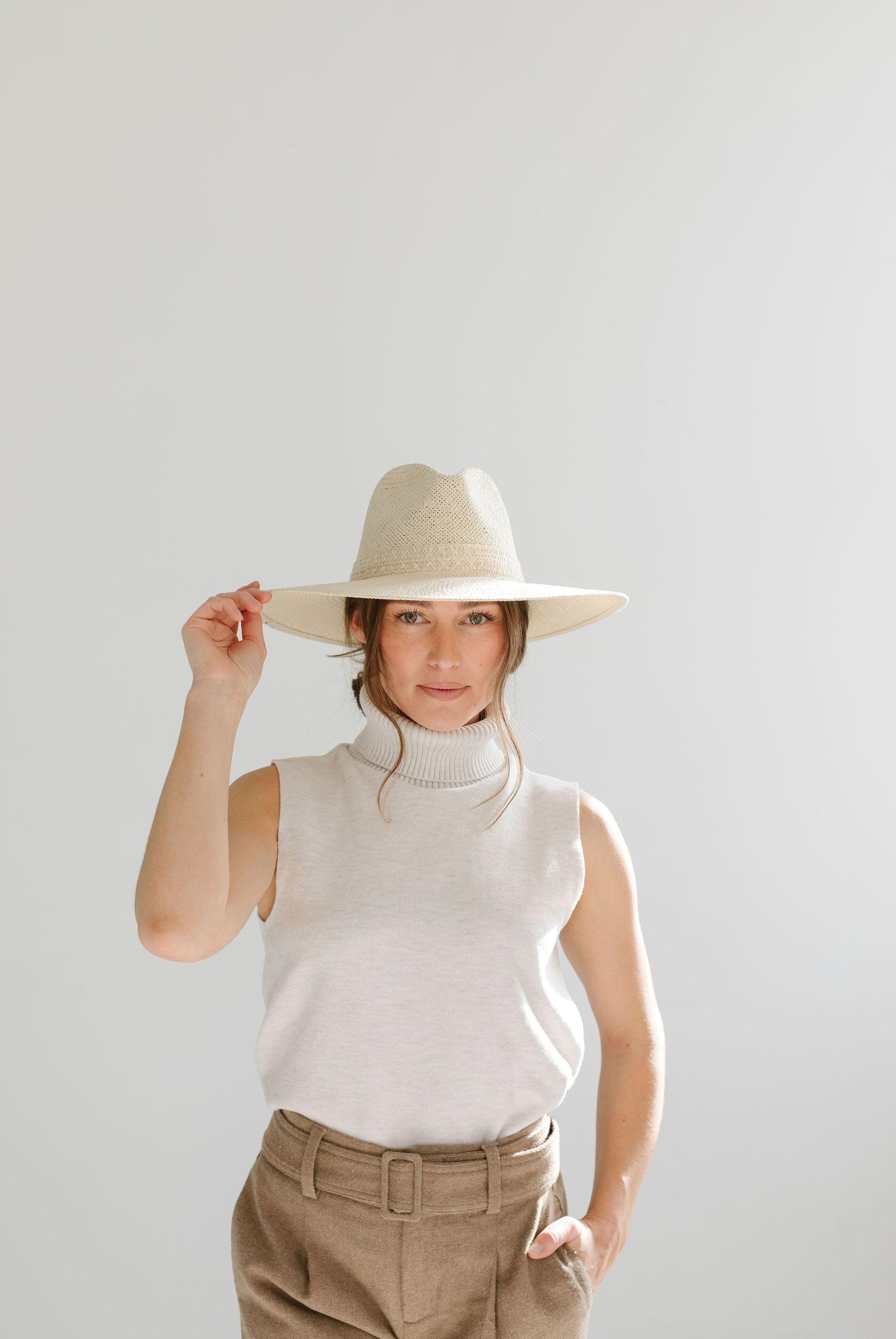 Club Monaco Cream Straw Fedora Hat Milan | Mens Cream Firm Straw Fedora Hat – American Hat Makers main image 3