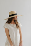 Gigi Pip straw hats for women - Gwen Wide Brim Straw Hat - wheat straw with black grosgrain band [natural]