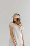 Gigi Pip straw hats for women - Lyric Visor - natural wheat straw visor trimmed with a black and white jacquard ribbon tie [natural]