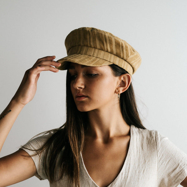 Gigi Pip caps for women - Charlotte Corduroy Cap - 98% cotton corduroy fabric cap with a polyester inner liner and an adjustable band [mustard]